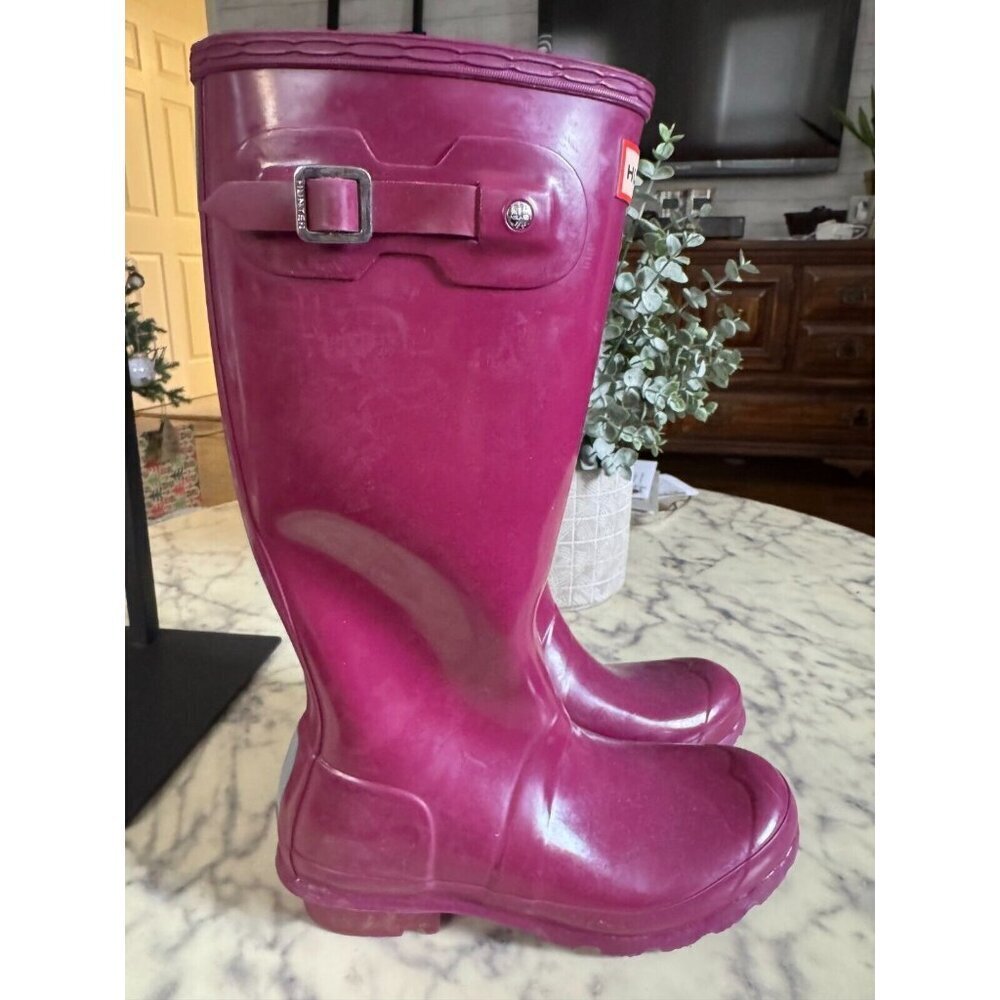 Hunter Purple Original Gloss Waterproof Rain Boots Womens Size 4B/5G - Picture 4 of 7